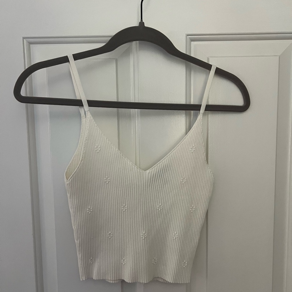 Kendall & Kylie White Fitted Crop Camisole
